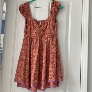 Free People Floral Ruched Dress Size Small